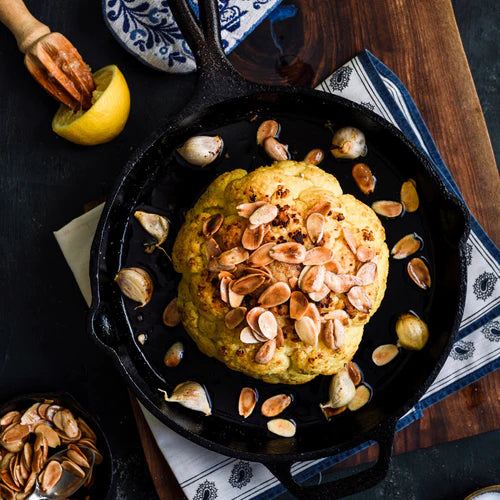 Whole Roasted Cauliflower with Browned Butter Almonds
